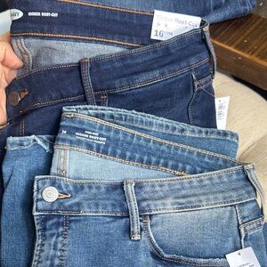 TWO PAIRS Old Navy Size 16 Kicker Boot-Cut Jeans Dark and Light Blue NWT